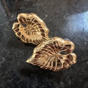 Gold Philodendron Leaf Earrings
